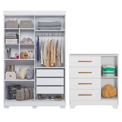Quarto de Bebê Completo Manu 5 Portas 7 Gavetas 100% Mdf Branco - Tigus