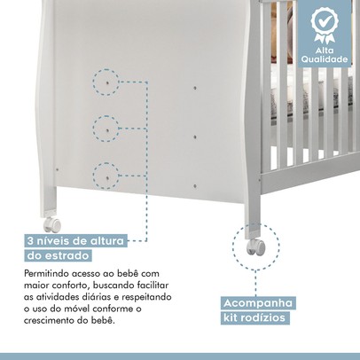 Quarto de Bebê Completo Manu 5 Portas 7 Gavetas 100% Mdf Branco - Tigus