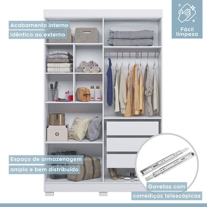 Quarto de Bebê Completo Manu 5 Portas 7 Gavetas 100% Mdf Branco - Tigus