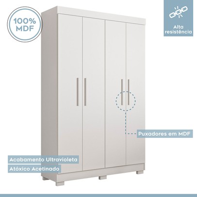 Quarto de Bebê Completo Manu 5 Portas 7 Gavetas 100% Mdf Branco - Tigus