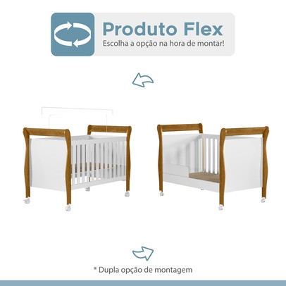 Quarto de Bebê Completo Manu 5 Portas 7 Gavetas 100% Mdf Amadeirado/Branco - Tigus