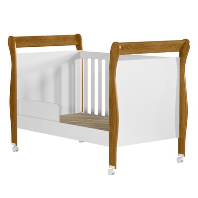 Quarto de Bebê Completo Manu 5 Portas 7 Gavetas 100% Mdf Amadeirado/Branco - Tigus