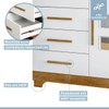 Quarto de Bebê Completo Manu 5 Portas 7 Gavetas 100% Mdf Amadeirado/Branco - Tigus