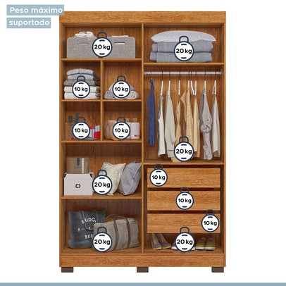 Quarto de Bebê Completo Manu 5 Portas 7 Gavetas 100% Mdf Amadeirado/Branco - Tigus