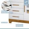 Quarto de Bebê Completo Gêmeos 5 Portas 6 Gavetas 100% Mdf Amadeirado/Branco - Tigus