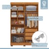 Quarto de Bebê Completo Lipe 5 Portas 7 Gavetas 100% Mdf Amadeirado/Branco - Tigus