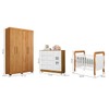 Quarto de Bebê Completo Lipe 5 Portas 7 Gavetas 100% Mdf Amadeirado/Branco - Tigus
