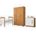 Quarto de Bebê Completo Lipe 5 Portas 7 Gavetas 100% Mdf Amadeirado/Branco - Tigus