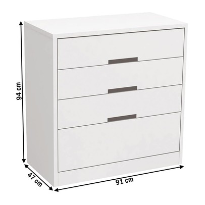 Cômoda 4 Gavetas Dormitório Gold S824 Branco Brilho - Kappesberg