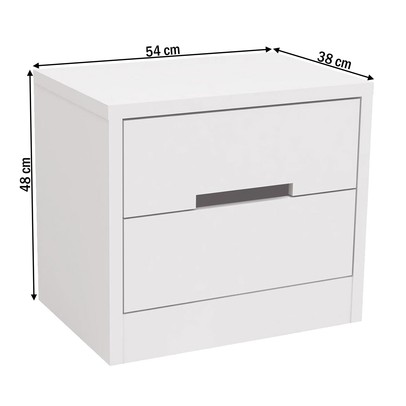 Mesa de Cabeceira 2 Gavetas Dormitório Gold S822 Branco Brilho - Kappesberg