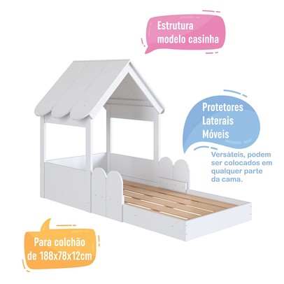 Cama Infantil Montessoriana Casinha Branco - Completa Móveis