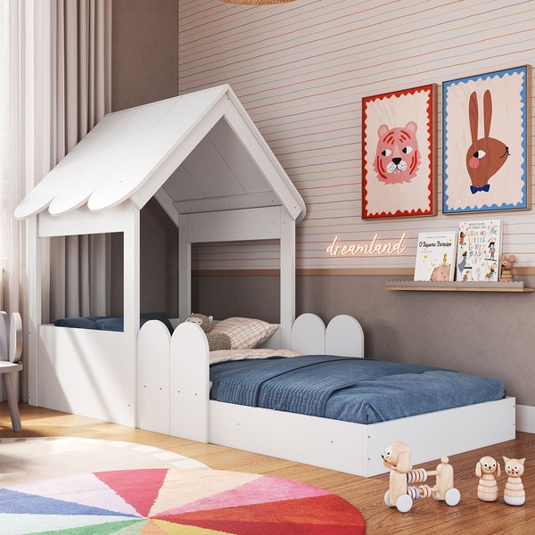 Cama Infantil Montessoriana Casinha Branco - Completa Móveis