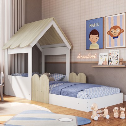 Cama Infantil Montessoriana Casinha Carvalho/Araguaia - Completa Móveis