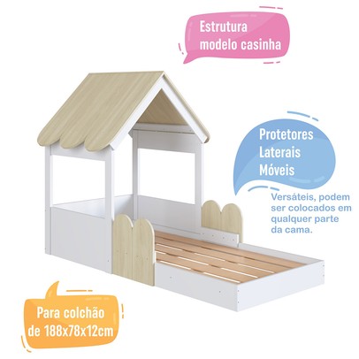 Cama Infantil Montessoriana Casinha Carvalho/Araguaia - Completa Móveis