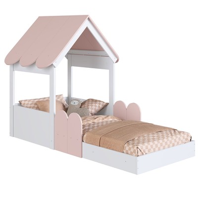 Cama Infantil Montessoriana Casinha Branco/Rosa Milkshake - Completa Móveis