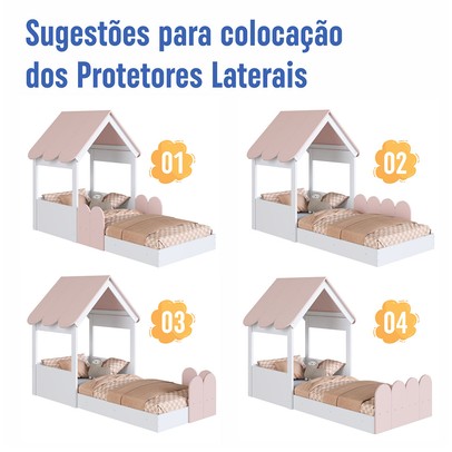 Cama Infantil Montessoriana Casinha Branco/Rosa Milkshake - Completa Móveis