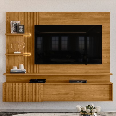 Estante para TV Até 65 Polegadas Atena 2 Portas Cumaru - Madetec