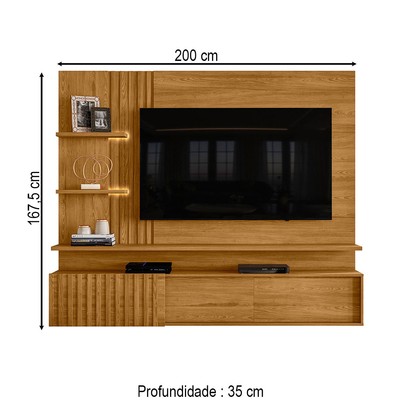 Estante para TV Até 65 Polegadas Atena 2 Portas Cumaru - Madetec