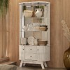 Cristaleira Moss 4 Portas 2 Gavetas com Vidro e Espelho Calacata/Off White - Madetec