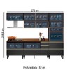 Cozinha Completa Proença 7 Portas 7 Gavetas com Vidro Dp2705mf Nogueira/Carbono Prime Tx - Demóbile