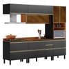 Cozinha Completa Proença 7 Portas 7 Gavetas com Vidro Dp2705rf Nogueira/Carbono Prime Tx - Demóbile