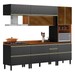 Cozinha Completa Proença 7 Portas 7 Gavetas com Vidro Dp2705rf Nogueira/Carbono Prime Tx - Demóbile