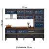 Cozinha Completa Proença 7 Portas 7 Gavetas Ripado com Vidro Dp2705rp Nogueira/Carbono Prime Tx - Demóbile