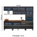 Cozinha Completa Proença 7 Portas 7 Gavetas Ripado com Vidro Dp2705rp Nogueira/Carbono Prime Tx - Demóbile
