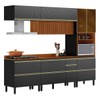 Cozinha Completa Proença 7 Portas 7 Gavetas Ripado com Vidro Dp2705rp Nogueira/Carbono Prime Tx - Demóbile