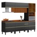 Cozinha Completa Proença 7 Portas 7 Gavetas Ripado com Vidro Dp2705rp Nogueira/Carbono Prime Tx - Demóbile