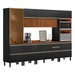 Cozinha Completa Proença 9 Portas 8 Gavetas Ripado com Vidro Dp3101rp Nogueira/Carbono Prime Tx - Demóbile