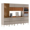 Cozinha Completa Proença 9 Portas 8 Gavetas Ripado com Vidro Dp3101rp Nogueira/Nude Prime Tx - Demóbile