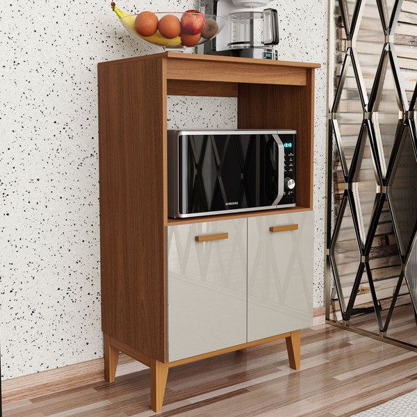 Armário de Cozinha Fine 2 Portas 1 Prateleira Freijo/Off White - Pnr Móveis