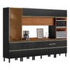Cozinha Completa Proença 9 Portas 8 Gavetas com Vidro Dp3101mf Nogueira/Carbono Prime Tx - Demóbile