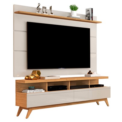 Rack com Painel para TV Até 60 Polegadas Cruise 2 Gavetas Nature/Off White - Pnr Móveis