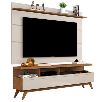 Rack com Painel para TV Até 60 Polegadas Cruise 2 Gavetas Freijó/Off White - Pnr Móveis