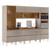Cozinha Completa Proença 9 Portas 8 Gavetas com Vidro Dp3101rf Nogueira/Nude Prime Tx - Demóbile