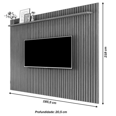 Painel para TV Até 80 Polegadas Morfeu Ripado 1 Prateleira Nature 682 - Pnr Móveis
