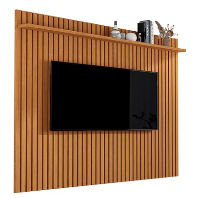 Painel para TV Até 80 Polegadas Morfeu Ripado 1 Prateleira Nature 680 - Pnr Móveis
