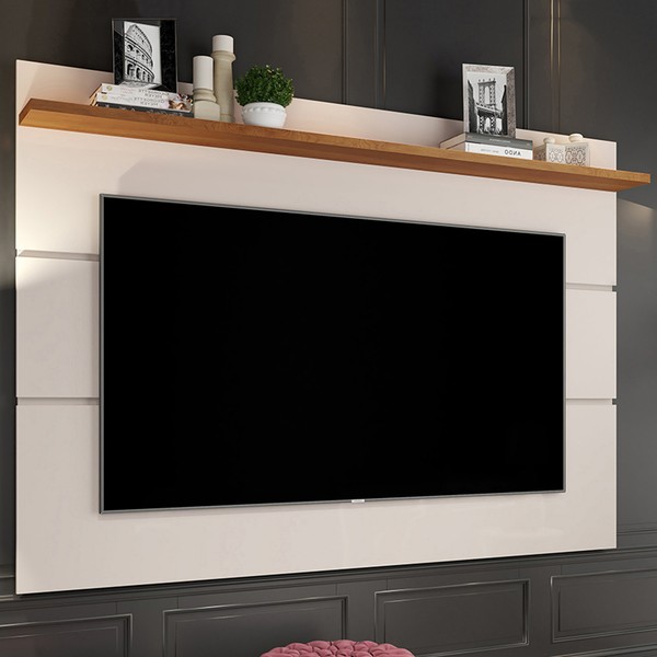 Painel para TV Até 50 Polegadas Hemera 1 Prateleira Off White/Freijo - Pnr Móveis