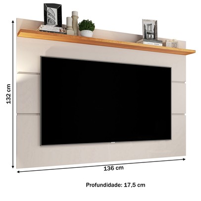 Painel para TV Até 50 Polegadas Hemera 1 Prateleira Off White/Freijo - Pnr Móveis
