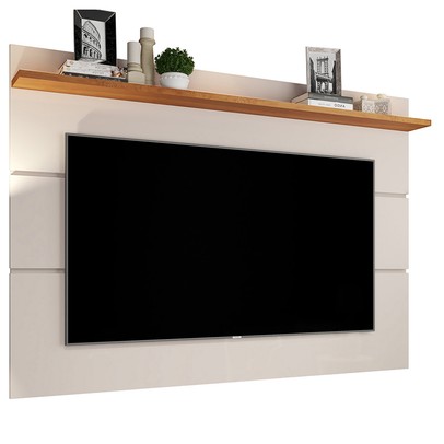 Painel para TV Até 60 Polegadas Hemera 1 Prateleira Off White/Nature - Pnr Móveis