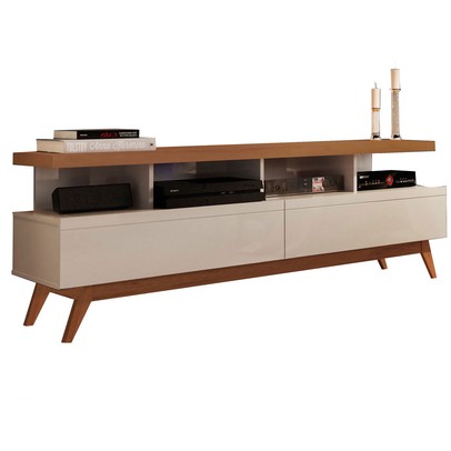 Rack para TV Até 60 Polegadas Hera 2 Gavetas Off White/Freijo - Pnr Móveis