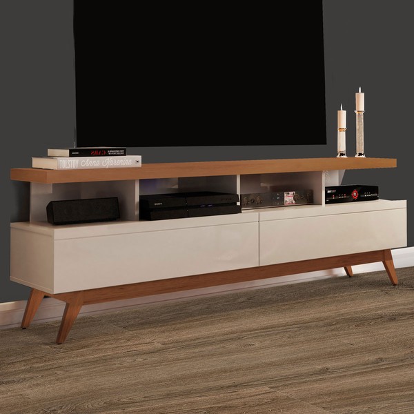 Rack para TV Até 60 Polegadas Hera 2 Gavetas Off White/Freijo - Pnr Móveis