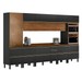 Cozinha Completa Proença 12 Portas 9 Gavetas com Vidro Dp3701mf Nogueira/Carbono Prime Tx - Demóbile