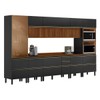 Cozinha Completa Proença 9 Gavetas 12 Portas com Vidro Ripado Dp3701rp Nogueira/Carbono Prime - Demobile