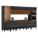 Cozinha Completa Proença 9 Gavetas 12 Portas com Vidro Ripado Dp3701rp Nogueira/Carbono Prime - Demobile