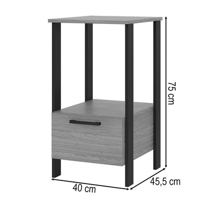Mesa de Canto Industrial 1 Gaveta 100% Mdf F39 Freijó/Preto Fosco - Pradel