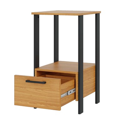 Mesa de Canto Industrial 1 Gaveta 100% Mdf F39 Freijó/Preto Fosco - Pradel