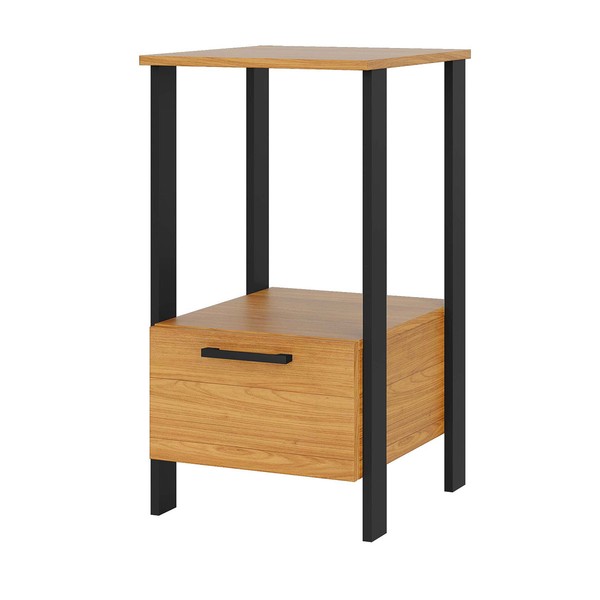 Mesa de Canto Industrial 1 Gaveta 100% Mdf F39 Freijó/Preto Fosco - Pradel